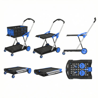 Foldable Large Capacity Shopping Cart – Heavy-Duty Collapsible Cart for Groceries, Outdoor Gear, and Travel