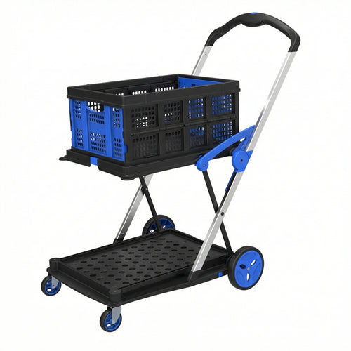 Foldable Large Capacity Shopping Cart – Heavy-Duty Collapsible Cart for Groceries, Outdoor Gear, and Travel