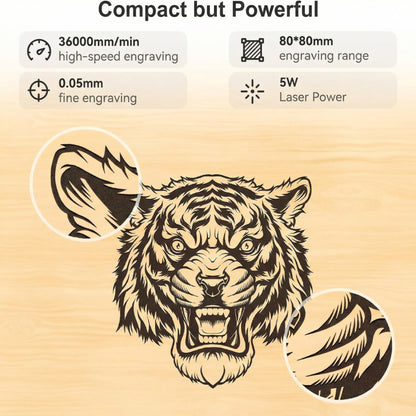 Portable Laser Engraver – High-Precision Mini Laser Engraving Machine for Wood, Acrylic, Leather, and DIY Crafts