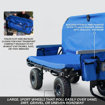 Heavy-Duty Beach Cart – Foldable Wagon with Large Wheels for Sand, Outdoor Gear, and Family Trips