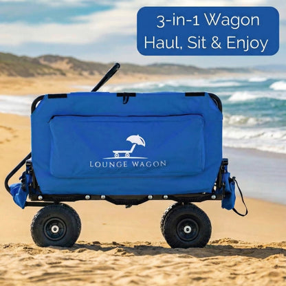 Heavy-Duty Beach Cart – Foldable Wagon with Large Wheels for Sand, Outdoor Gear, and Family Trips