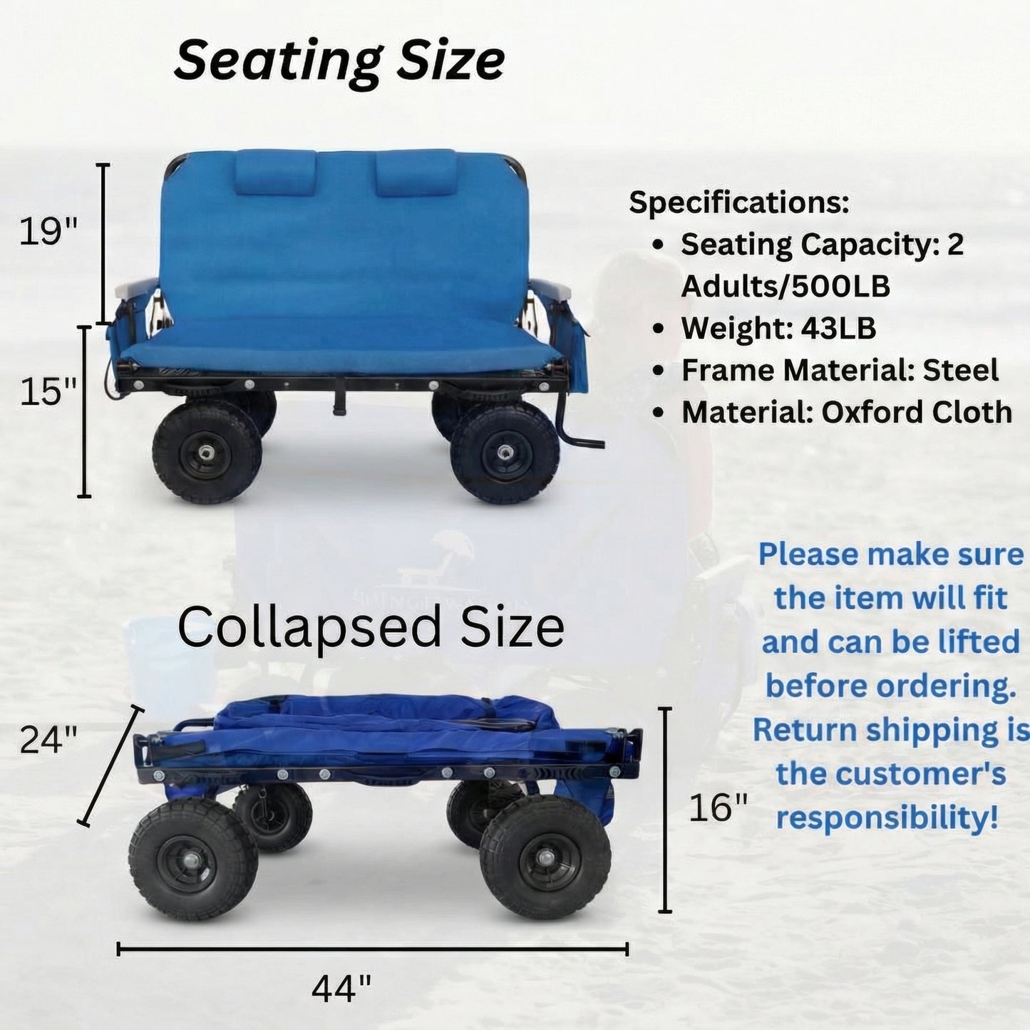 Heavy-Duty Beach Cart – Foldable Wagon with Large Wheels for Sand, Outdoor Gear, and Family Trips