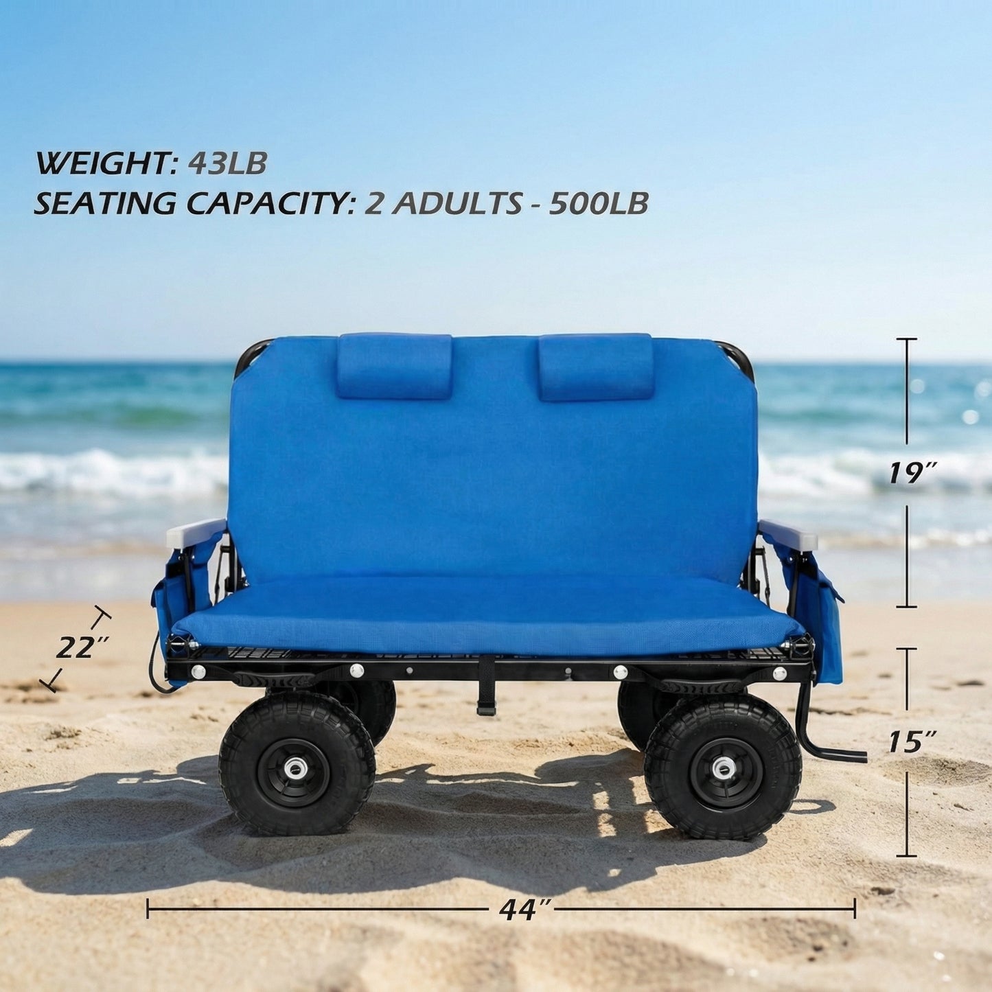 Heavy-Duty Beach Cart – Foldable Wagon with Large Wheels for Sand, Outdoor Gear, and Family Trips
