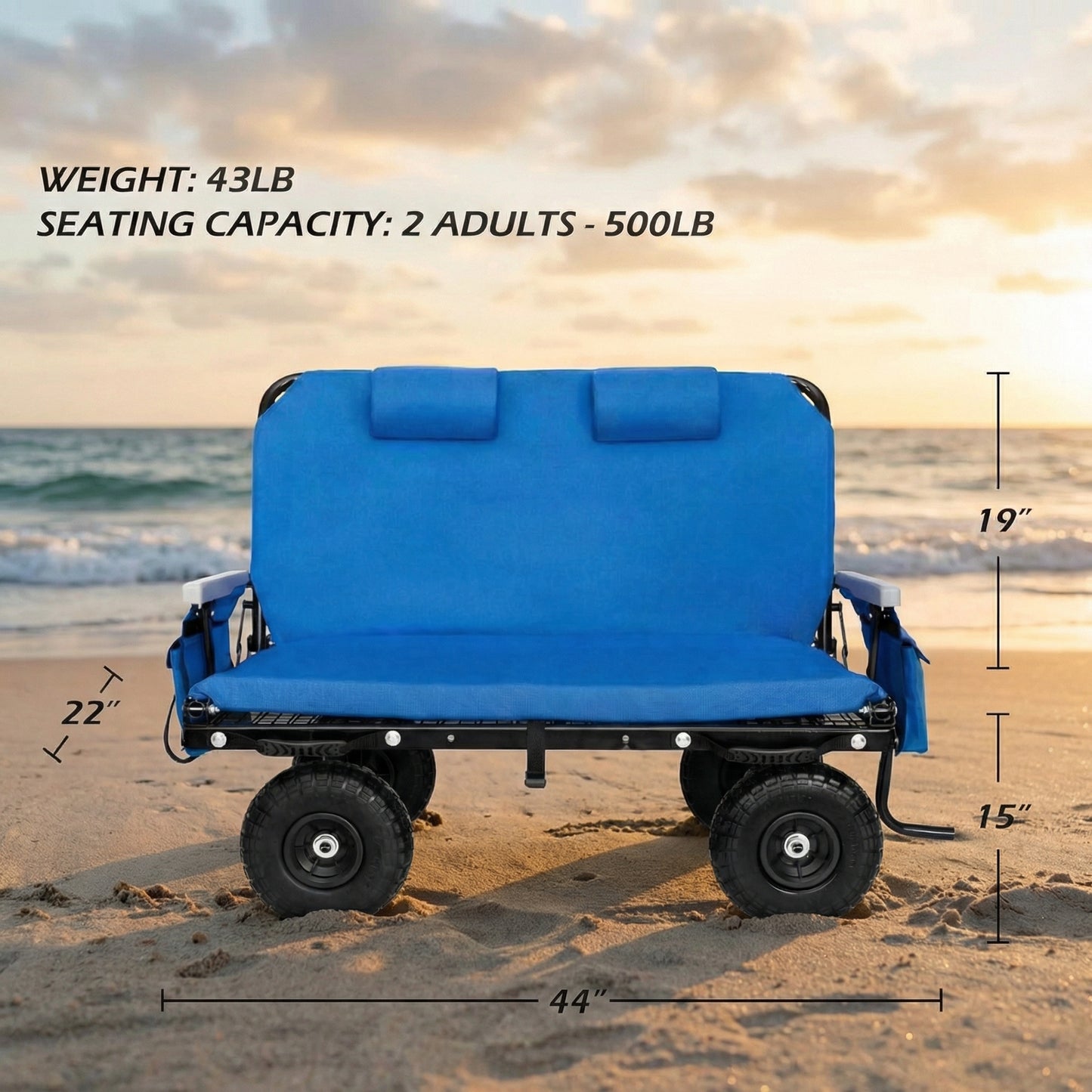 Heavy-Duty Beach Cart – Foldable Wagon with Large Wheels for Sand, Outdoor Gear, and Family Trips