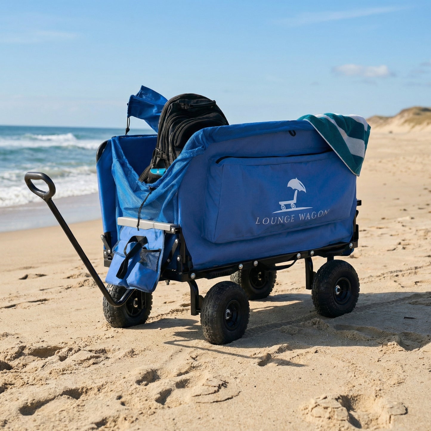 Heavy-Duty Beach Cart – Foldable Wagon with Large Wheels for Sand, Outdoor Gear, and Family Trips