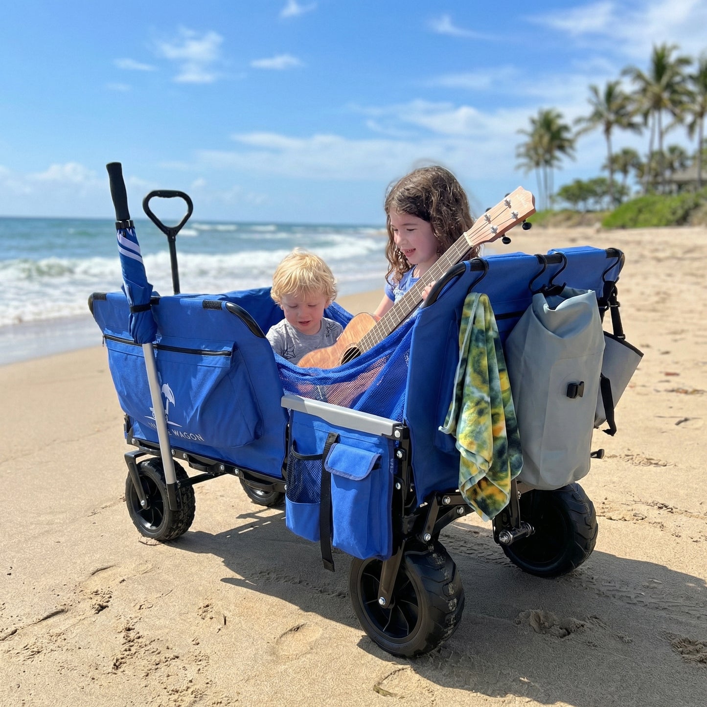 Heavy-Duty Beach Cart – Foldable Wagon with Large Wheels for Sand, Outdoor Gear, and Family Trips